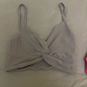 Fit is crop top grey knotted size medium
